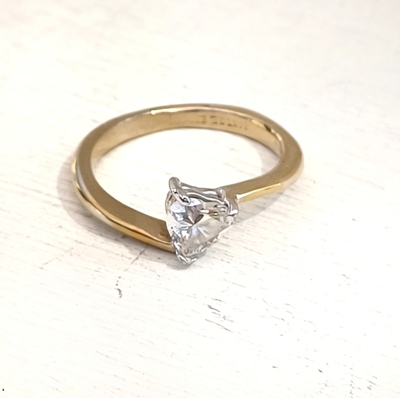 14K GE ESPO (Joseph Esposito) Heart Shape CZ Stone Gold Ring - Picture 3 of 8